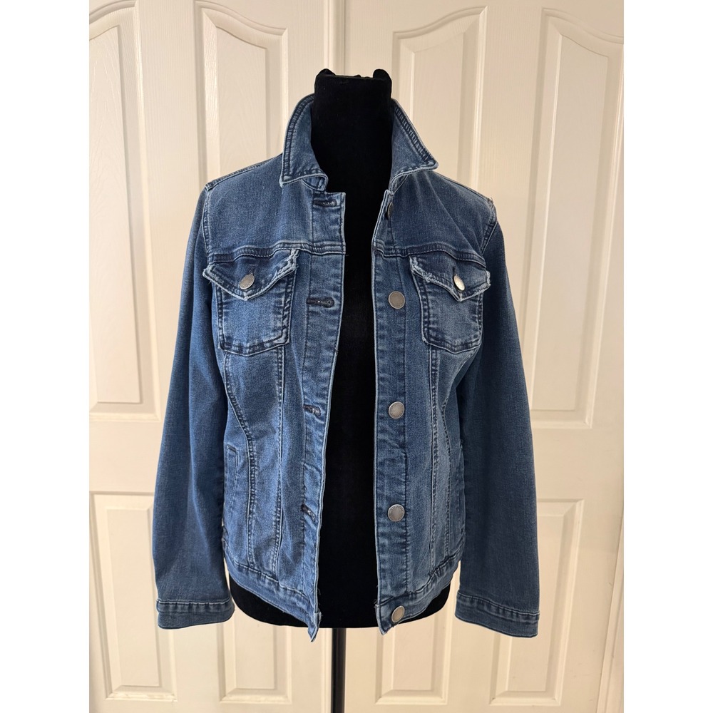 Juicy Couture Los Angeles Womens Denim Jacket Medium Wash Stretch Size S